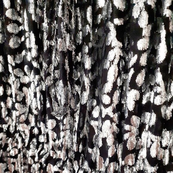 NWT Michael Kors black & silver metallic fibre floral print long sleeve dress, 8 - Picture 6 of 12